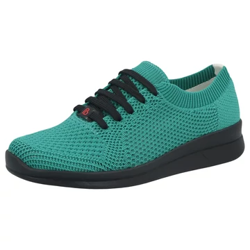 Berkemann női kötött sneaker pasztell zöld színben, ferde szögből fotózva, ortopéd kialakítással