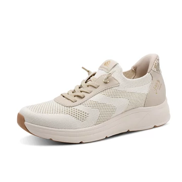 Krém színű Jana női sneaker modern kötött textil felsőrésszel és vastag talppal, könnyű bebújással és nőies sportos stílussal