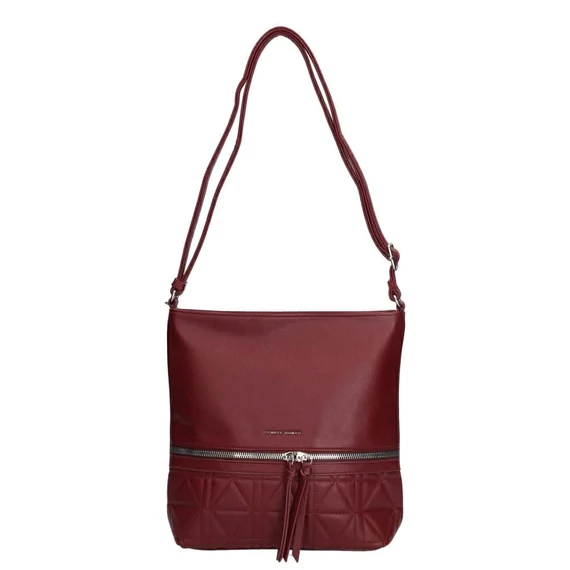 Daniele Donati crossbody táska, mindkét kezed szabadon marad, bordó steppelt geometrikus mintával az alján.