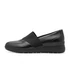 Kép 2/5 - Jana fekete slip-on női félcipő valódi bőrből, széles lábra, kényelmes gumitalppal jobb oldali nézetben.”